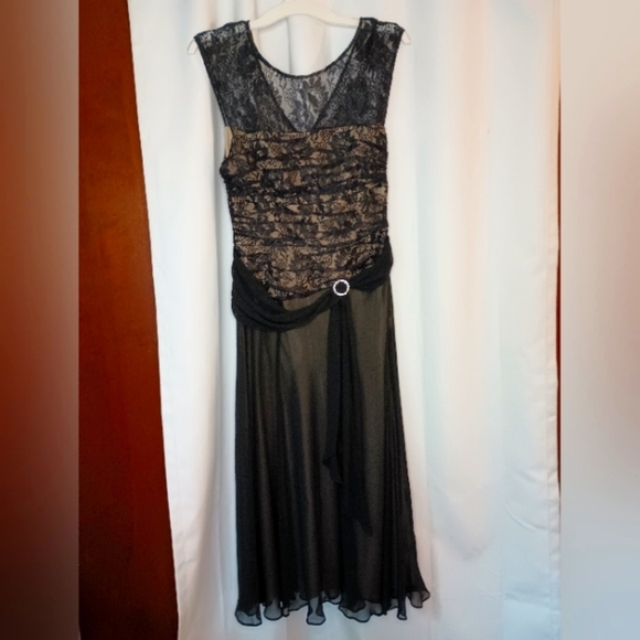 Vintage Y2K Sangria Whimsigoth Dress Size 10 Black Lace Drop Waist Flowy - Picture 1 of 15